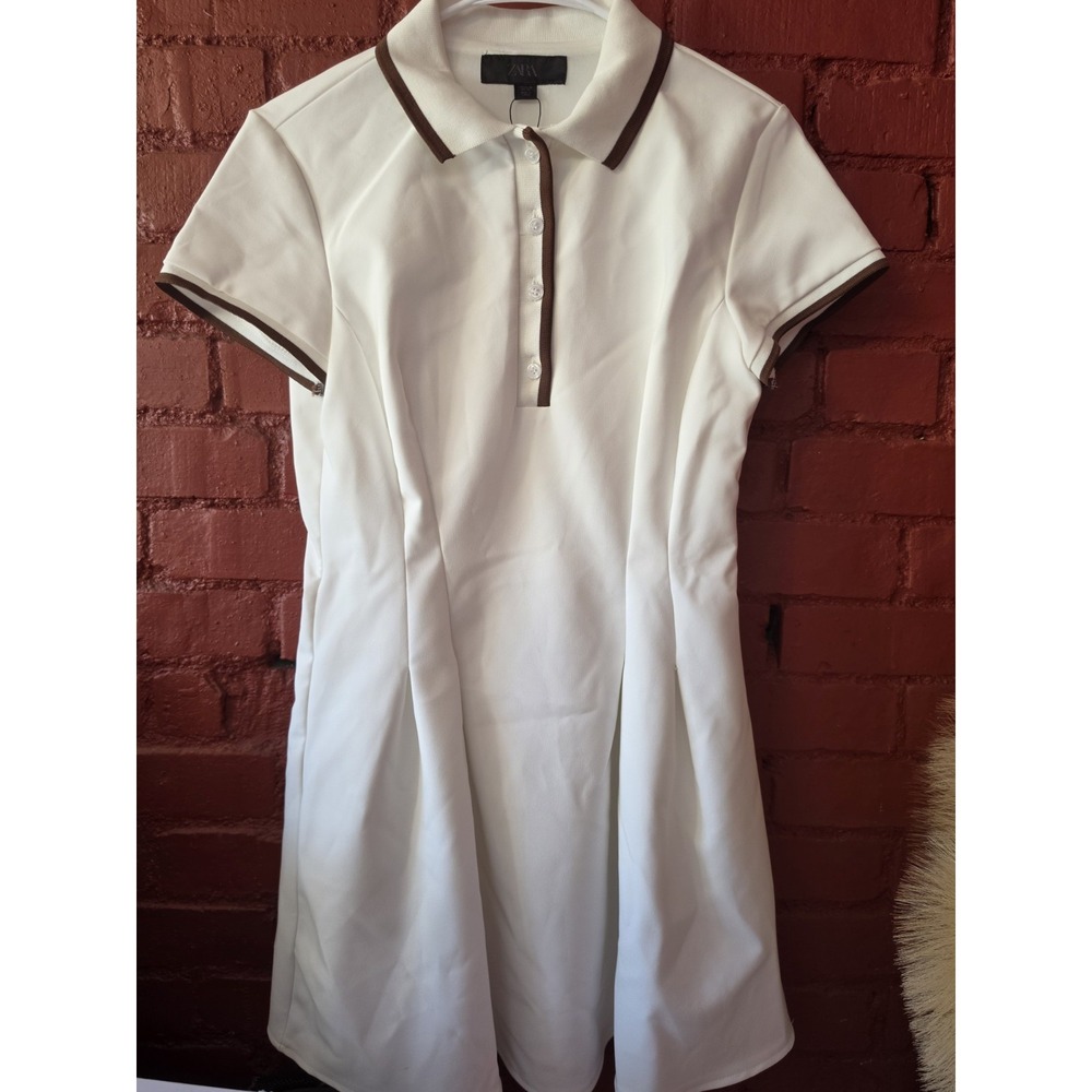 ZARA Polo Mini Dress Womens Medium M Short Sleeve Collared Casual Preppy NWOT